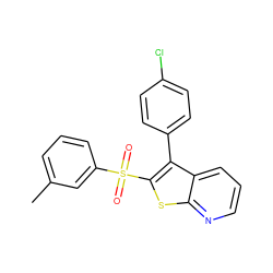 Cc1cccc(S(=O)(=O)c2sc3ncccc3c2-c2ccc(Cl)cc2)c1 ZINC000147959748