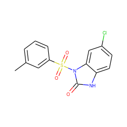 Cc1cccc(S(=O)(=O)n2c(=O)[nH]c3ccc(Cl)cc32)c1 ZINC000045351347