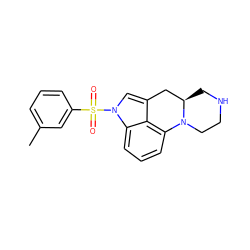 Cc1cccc(S(=O)(=O)n2cc3c4c(cccc42)N2CCNC[C@@H]2C3)c1 ZINC000169351341