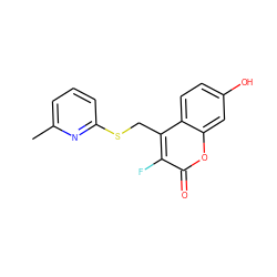 Cc1cccc(SCc2c(F)c(=O)oc3cc(O)ccc23)n1 ZINC000045337165