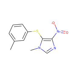 Cc1cccc(Sc2c([N+](=O)[O-])ncn2C)c1 ZINC000000480499