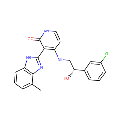 Cc1cccc2[nH]c(-c3c(NC[C@@H](O)c4cccc(Cl)c4)cc[nH]c3=O)nc12 ZINC000028703666