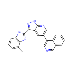 Cc1cccc2[nH]c(-c3n[nH]c4ncc(-c5cncc6ccccc56)cc34)nc12 ZINC000028950056