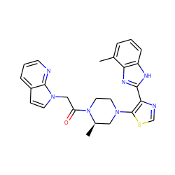 Cc1cccc2[nH]c(-c3ncsc3N3CCN(C(=O)Cn4ccc5cccnc54)[C@H](C)C3)nc12 ZINC000205445928