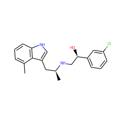 Cc1cccc2[nH]cc(C[C@H](C)NC[C@@H](O)c3cccc(Cl)c3)c12 ZINC000013488806