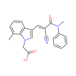 Cc1cccc2c(/C=C(\C#N)C(=O)N(C)c3ccccc3)cn(CC(=O)O)c12 ZINC000096271111