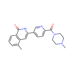 Cc1cccc2c(=O)[nH]c(-c3ccc(C(=O)N4CCN(C)CC4)nc3)cc12 ZINC001772641381