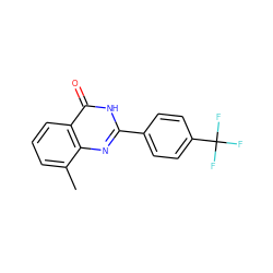 Cc1cccc2c(=O)[nH]c(-c3ccc(C(F)(F)F)cc3)nc12 ZINC000027563544