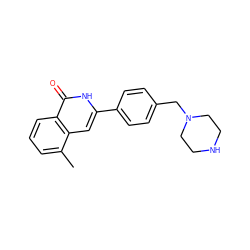 Cc1cccc2c(=O)[nH]c(-c3ccc(CN4CCNCC4)cc3)cc12 ZINC000204955815