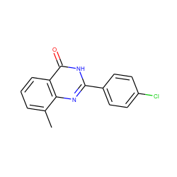 Cc1cccc2c(=O)[nH]c(-c3ccc(Cl)cc3)nc12 ZINC000103235560