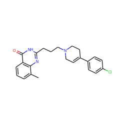 Cc1cccc2c(=O)[nH]c(CCCN3CC=C(c4ccc(Cl)cc4)CC3)nc12 ZINC000028954789