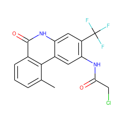 Cc1cccc2c(=O)[nH]c3cc(C(F)(F)F)c(NC(=O)CCl)cc3c12 ZINC000029409797