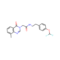 Cc1cccc2c(=O)n(CC(=O)NCCc3ccc(OC(F)F)cc3)cnc12 ZINC000008745637