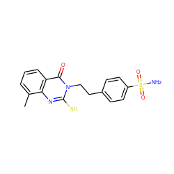 Cc1cccc2c(=O)n(CCc3ccc(S(N)(=O)=O)cc3)c(S)nc12 ZINC000653830214