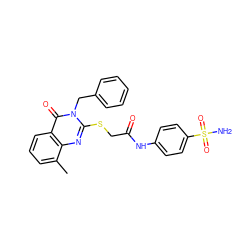 Cc1cccc2c(=O)n(Cc3ccccc3)c(SCC(=O)Nc3ccc(S(N)(=O)=O)cc3)nc12 ZINC000299823106