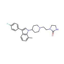 Cc1cccc2c(-c3ccc(F)cc3)cn(C3CCN(CCN4CCNC4=O)CC3)c12 ZINC000013731245