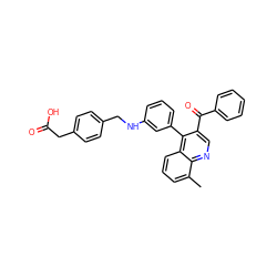 Cc1cccc2c(-c3cccc(NCc4ccc(CC(=O)O)cc4)c3)c(C(=O)c3ccccc3)cnc12 ZINC000014972533