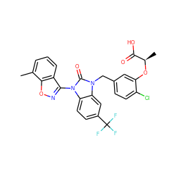 Cc1cccc2c(-n3c(=O)n(Cc4ccc(Cl)c(O[C@H](C)C(=O)O)c4)c4cc(C(F)(F)F)ccc43)noc12 ZINC000073199640