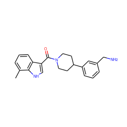 Cc1cccc2c(C(=O)N3CCC(c4cccc(CN)c4)CC3)c[nH]c12 ZINC000028471658