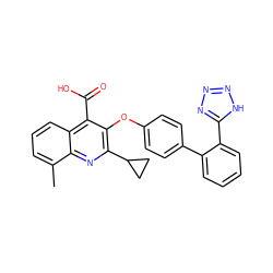 Cc1cccc2c(C(=O)O)c(Oc3ccc(-c4ccccc4-c4nnn[nH]4)cc3)c(C3CC3)nc12 ZINC000026167837