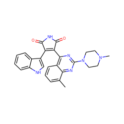 Cc1cccc2c(C3=C(c4c[nH]c5ccccc45)C(=O)NC3=O)nc(N3CCN(C)CC3)nc12 ZINC000095578236