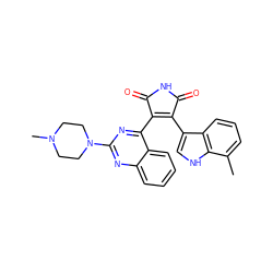 Cc1cccc2c(C3=C(c4nc(N5CCN(C)CC5)nc5ccccc45)C(=O)NC3=O)c[nH]c12 ZINC000095574167