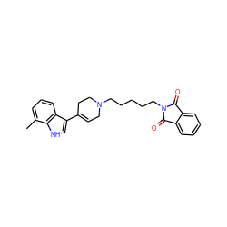 Cc1cccc2c(C3=CCN(CCCCCN4C(=O)c5ccccc5C4=O)CC3)c[nH]c12 ZINC000027407826