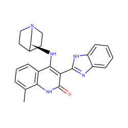 Cc1cccc2c(N[C@@H]3CN4CCC3CC4)c(-c3nc4ccccc4[nH]3)c(=O)[nH]c12 ZINC000034803997