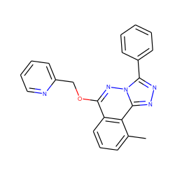 Cc1cccc2c(OCc3ccccn3)nn3c(-c4ccccc4)nnc3c12 ZINC000013560014