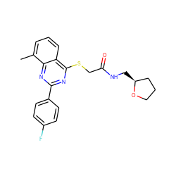 Cc1cccc2c(SCC(=O)NC[C@H]3CCCO3)nc(-c3ccc(F)cc3)nc12 ZINC000001367388