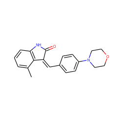 Cc1cccc2c1/C(=C/c1ccc(N3CCOCC3)cc1)C(=O)N2 ZINC000013780153