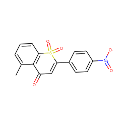 Cc1cccc2c1C(=O)C=C(c1ccc([N+](=O)[O-])cc1)S2(=O)=O ZINC000027194716