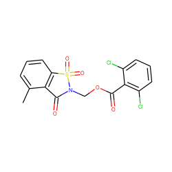 Cc1cccc2c1C(=O)N(COC(=O)c1c(Cl)cccc1Cl)S2(=O)=O ZINC000013738175