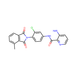 Cc1cccc2c1C(=O)N(c1ccc(NC(=O)c3ncccc3N)cc1Cl)C2=O ZINC000653846508