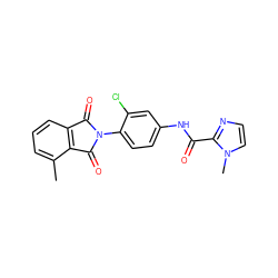 Cc1cccc2c1C(=O)N(c1ccc(NC(=O)c3nccn3C)cc1Cl)C2=O ZINC000653692823