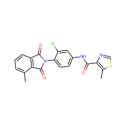 Cc1cccc2c1C(=O)N(c1ccc(NC(=O)c3ncsc3C)cc1Cl)C2=O ZINC000653695794