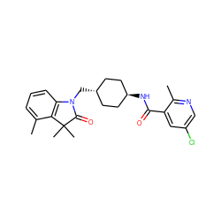 Cc1cccc2c1C(C)(C)C(=O)N2C[C@H]1CC[C@H](NC(=O)c2cc(Cl)cnc2C)CC1 ZINC000653670293