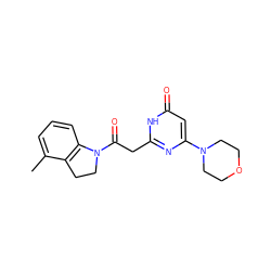 Cc1cccc2c1CCN2C(=O)Cc1nc(N2CCOCC2)cc(=O)[nH]1 ZINC000068248354