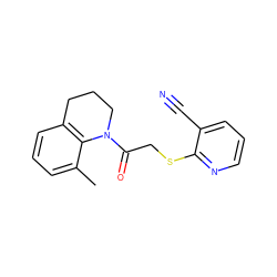 Cc1cccc2c1N(C(=O)CSc1ncccc1C#N)CCC2 ZINC000138906458