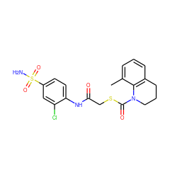 Cc1cccc2c1N(C(=O)SCC(=O)Nc1ccc(S(N)(=O)=O)cc1Cl)CCC2 ZINC000049113300