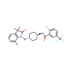 Cc1cccc2c1N(C[C@H]1CC[C@H](NC(=O)c3cc(C(F)(F)F)ccc3Cl)CC1)C(=O)C2(C)C ZINC000653670273