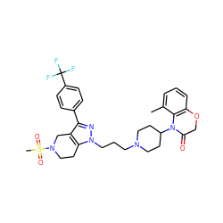 Cc1cccc2c1N(C1CCN(CCCn3nc(-c4ccc(C(F)(F)F)cc4)c4c3CCN(S(C)(=O)=O)C4)CC1)C(=O)CO2 ZINC000034804813