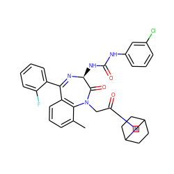 Cc1cccc2c1N(CC(=O)N1CC3CCC(CC3)C1)C(=O)[C@H](NC(=O)Nc1cccc(Cl)c1)N=C2c1ccccc1F ZINC000029470179