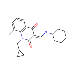 Cc1cccc2c1N(CC1CC1)C(=O)/C(=C/NC1CCCCC1)C2=O ZINC000473109175