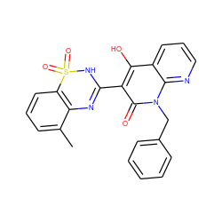 Cc1cccc2c1N=C(c1c(O)c3cccnc3n(Cc3ccccc3)c1=O)NS2(=O)=O ZINC000101085948