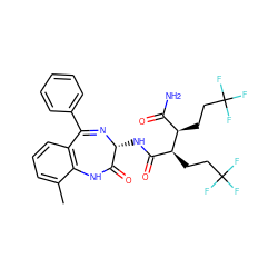 Cc1cccc2c1NC(=O)[C@@H](NC(=O)[C@H](CCC(F)(F)F)[C@H](CCC(F)(F)F)C(N)=O)N=C2c1ccccc1 ZINC000210756334