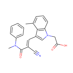 Cc1cccc2c1c(/C=C(\C#N)C(=O)N(C)c1ccccc1)cn2CC(=O)O ZINC000096271114