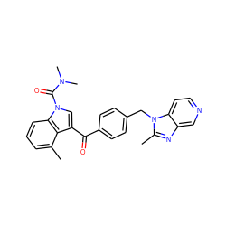 Cc1cccc2c1c(C(=O)c1ccc(Cn3c(C)nc4cnccc43)cc1)cn2C(=O)N(C)C ZINC000013776633