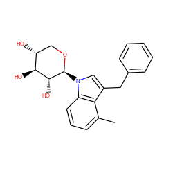Cc1cccc2c1c(Cc1ccccc1)cn2[C@@H]1OC[C@@H](O)[C@H](O)[C@H]1O ZINC000066101323