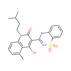 Cc1cccc2c1c(O)c(C1=NS(=O)(=O)c3ccccc3N1)c(=O)n2CCC(C)C ZINC000101035088